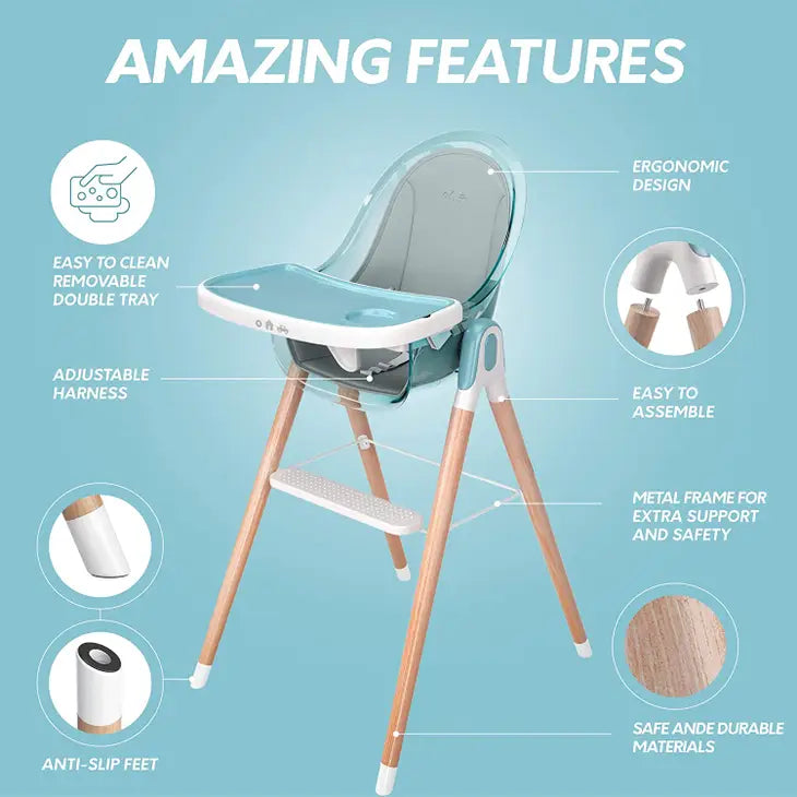 Children of Design 6 in 1 Deluxe High Chair - Blue w/cushion